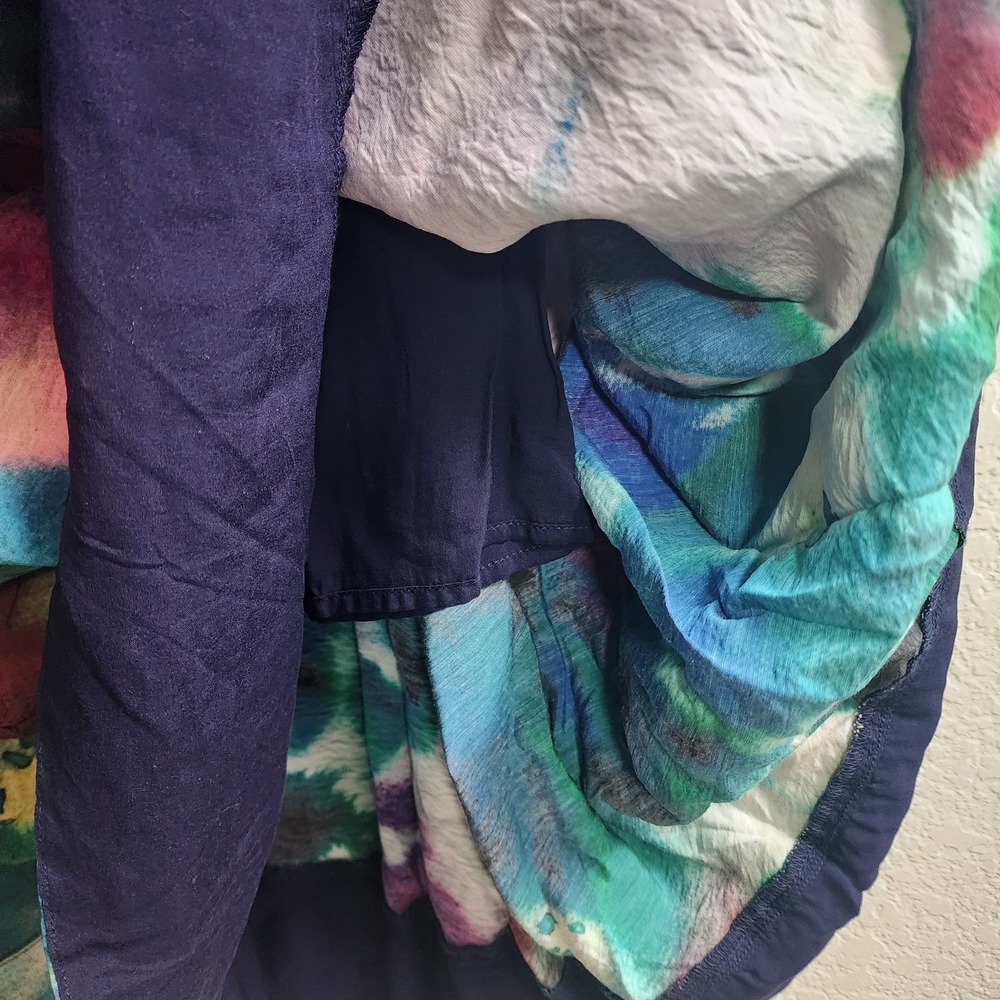 Anthropologie Printed V-Neck Pleated A-Line Watercolor Dress Size L - Picture 12 of 13